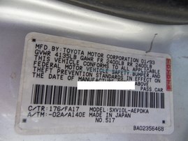 1993 TOYOTA CAMRY DX SILVER 2.2L AT Z17792